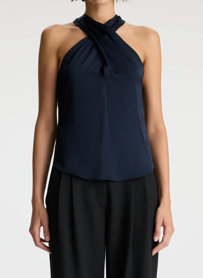Women Tees and Tanks ALC Miranda Satin Top Dark Sapphire