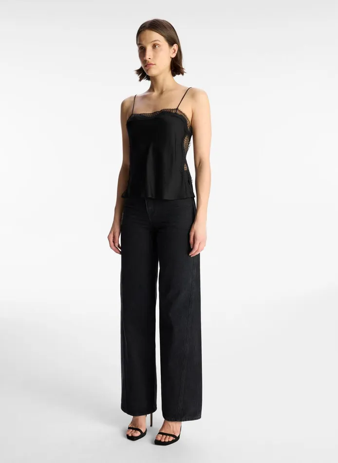 Women Tees and Tanks ALC Sandy Lace Camisole Top Blackblack