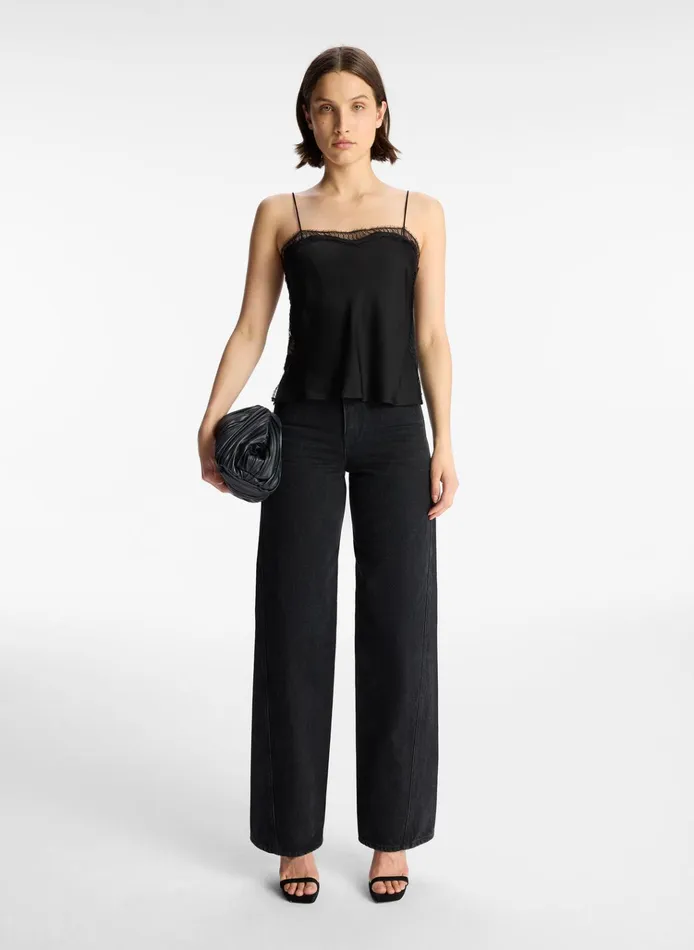 Women Tees and Tanks ALC Sandy Lace Camisole Top Blackblack