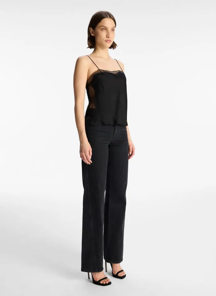 Women Tees and Tanks ALC Sandy Lace Camisole Top Blackblack