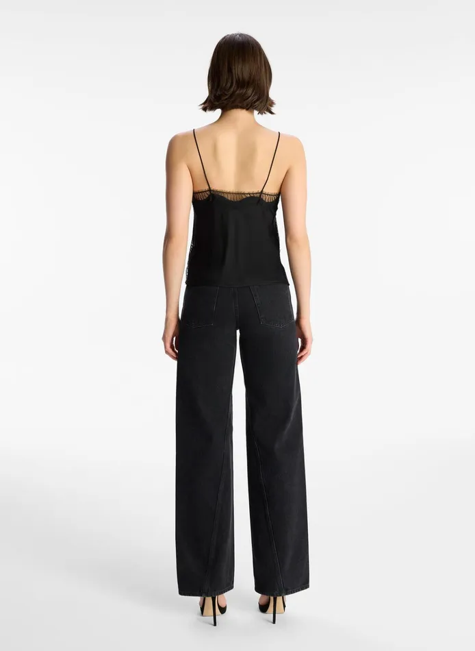 Women Tees and Tanks ALC Sandy Lace Camisole Top Blackblack