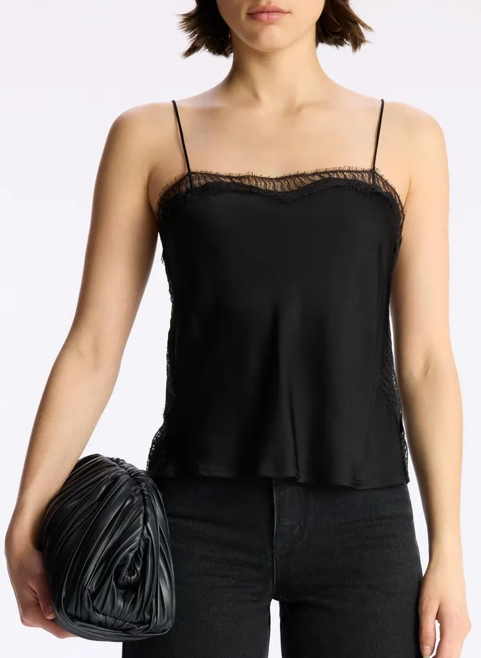 Women Tees and Tanks ALC Sandy Lace Camisole Top Blackblack