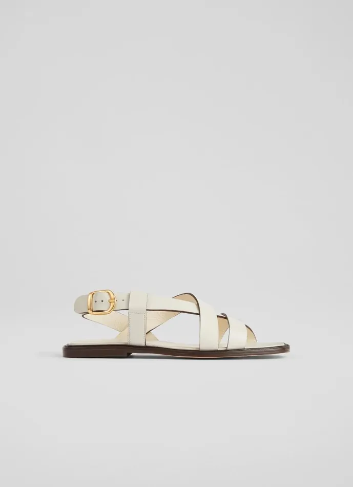 Women Telma White Leather Flat Sandals White LKBennett Flats