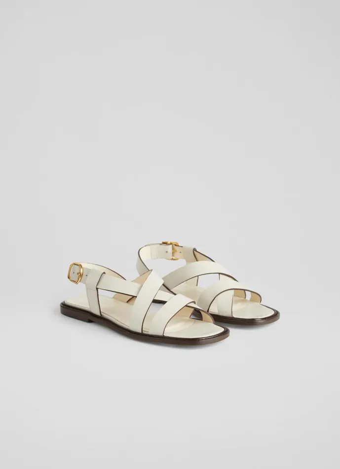 Women Telma White Leather Flat Sandals White LKBennett Flats
