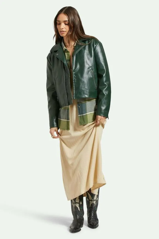 Women The Moto Vegan Leather Jacket Pine Needle Brixton Jackets