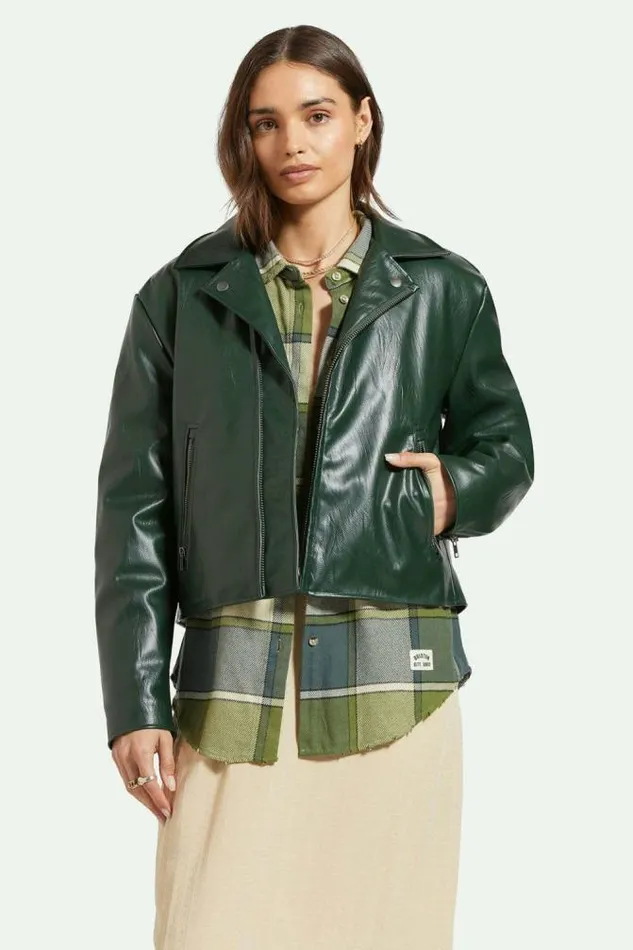 Women The Moto Vegan Leather Jacket Pine Needle Brixton Jackets