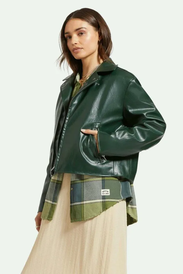 Women The Moto Vegan Leather Jacket Pine Needle Brixton Jackets