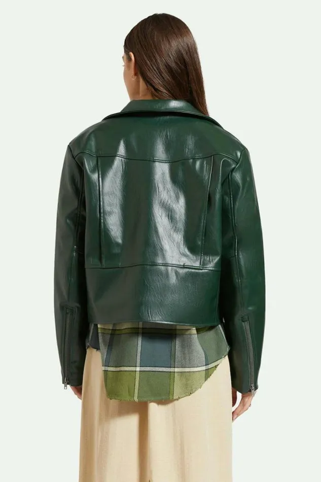 Women The Moto Vegan Leather Jacket Pine Needle Brixton Jackets