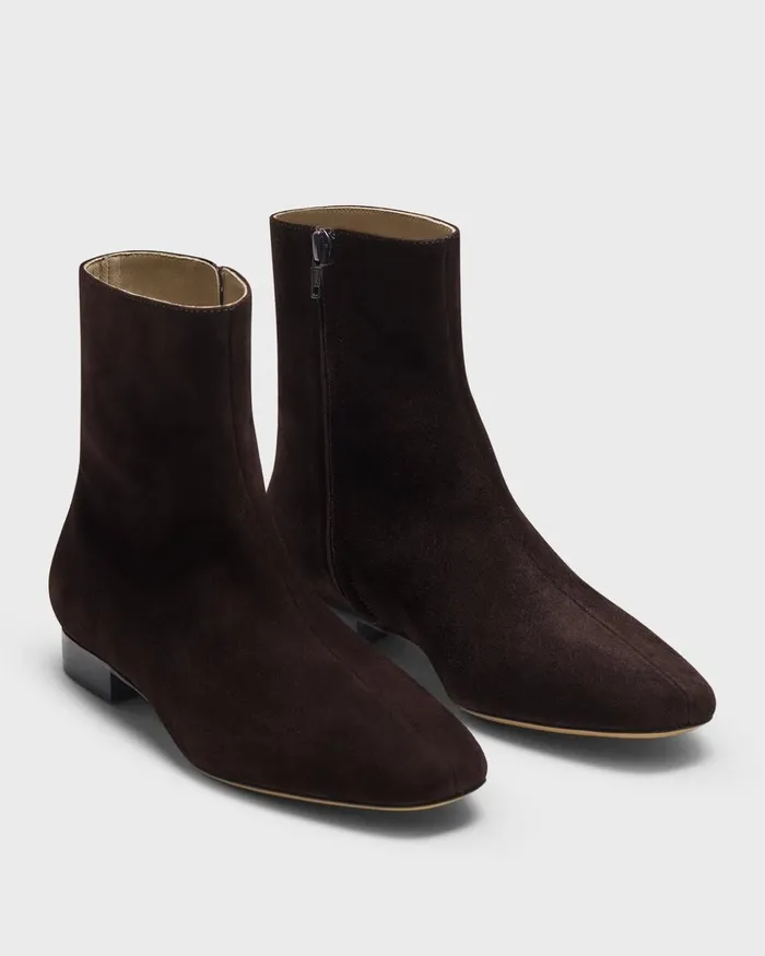 Women Theory Shoes Zip Bootie In Suede Hickory