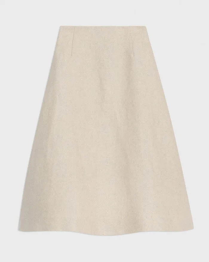 Women Theory Skirts Midi Circle Skirt In Basket Weave Linen Straw