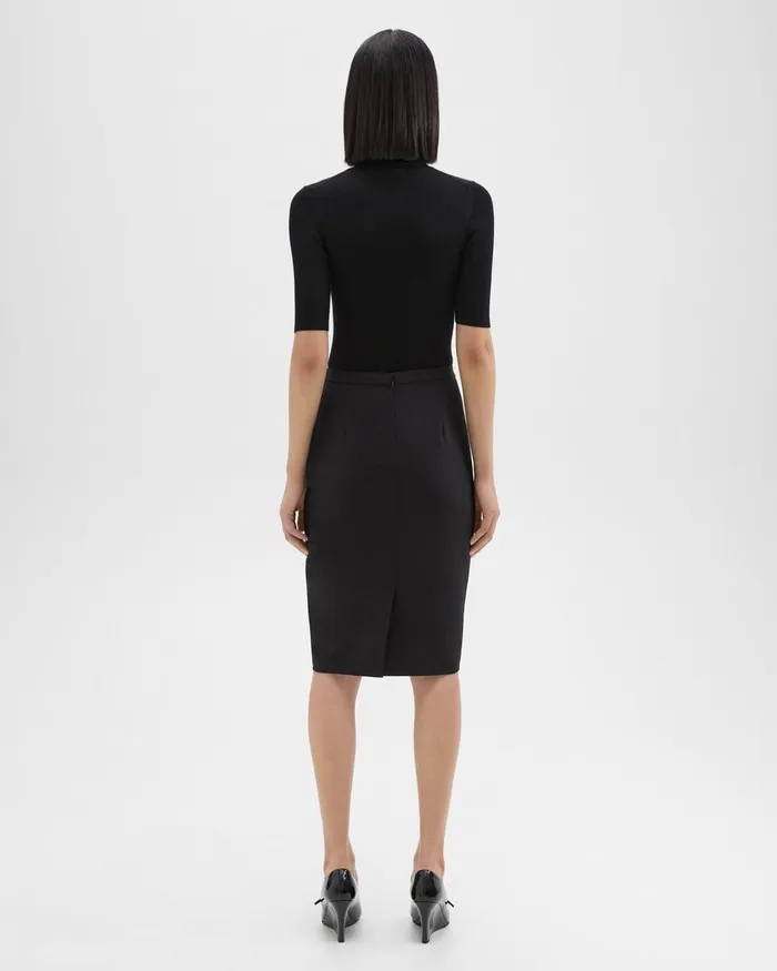 Women Theory Skirts Slim Pencil Skirt In Stretch Wool Black