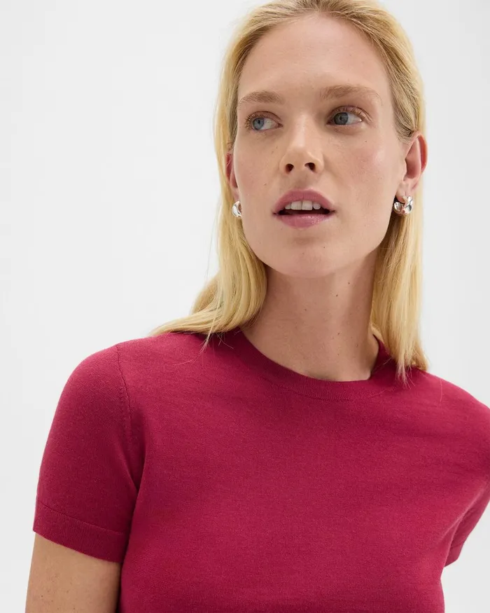 Women Theory TShirts Tank Tops Sweater Tee In Regal Wool Deep Rose