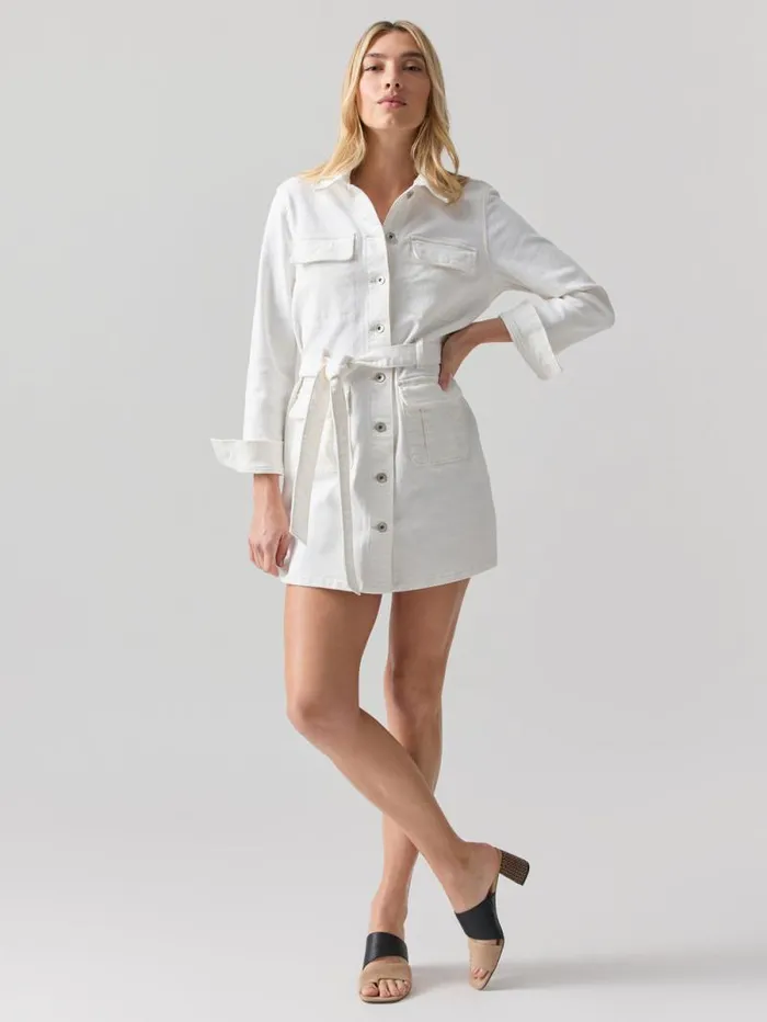 Women Tie Waist Denim Dress Chalk Sanctuary Clothing Denim