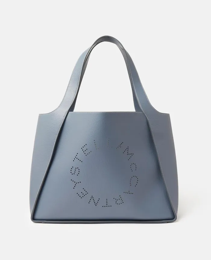 Women TopHandle Bags Stella McCartney Logo Grainy Alter Mat Tote Bag Sky Blue Women TopHandle Bags Stella McCartney Logo Grainy Alter Mat Tote Bag Sky Blue