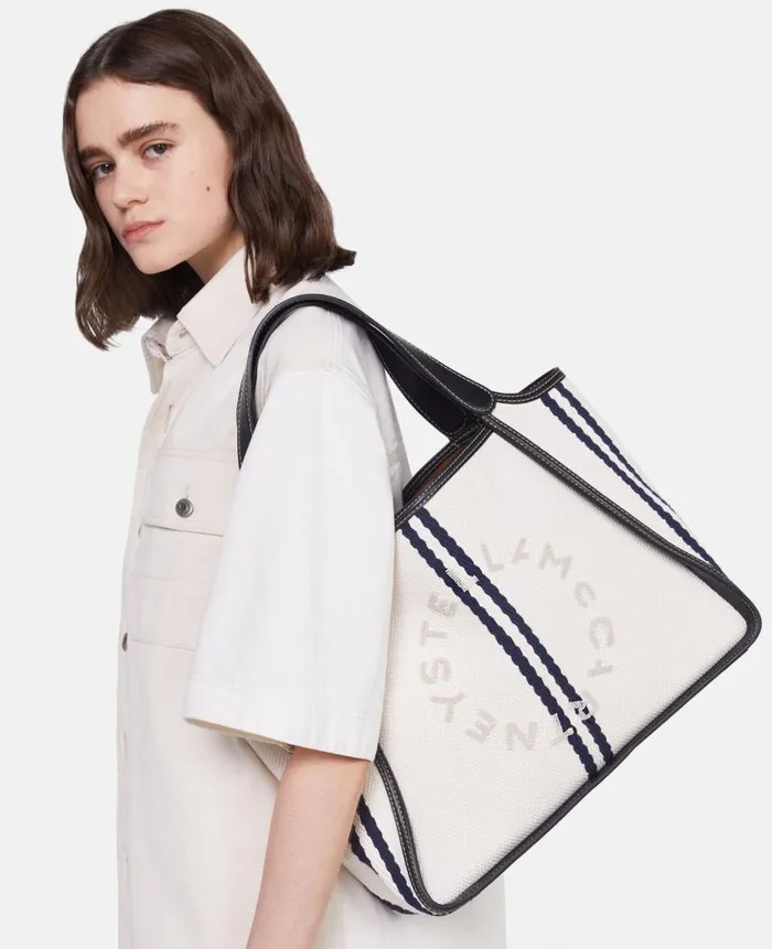 Women TopHandle Bags Stella McCartney Logo Ryder Tote Bag Ivorymarine Women TopHandle Bags Stella McCartney Logo Ryder Tote Bag Ivorymarine
