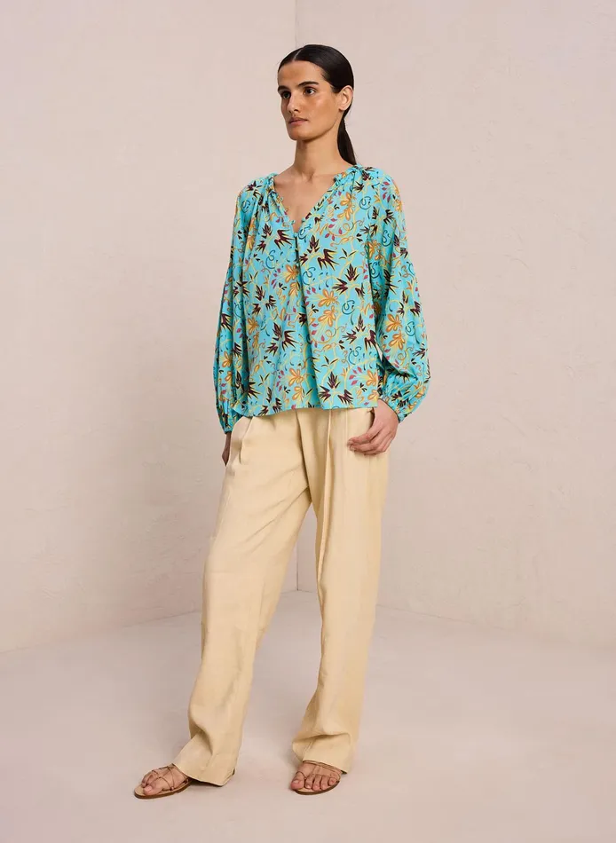 Women Tops ALC Capri Cotton Voile Top Grotto Multi