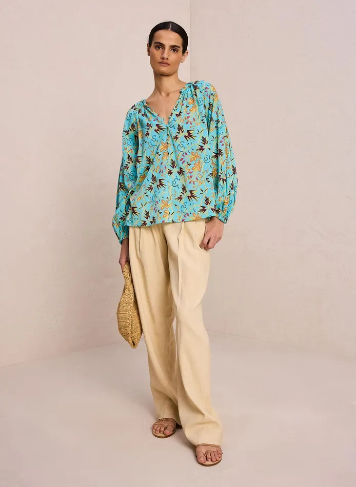 Women Tops ALC Capri Cotton Voile Top Grotto Multi