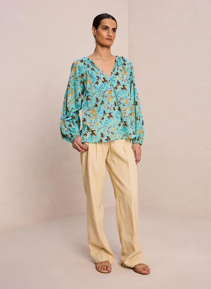 Women Tops ALC Capri Cotton Voile Top Grotto Multi