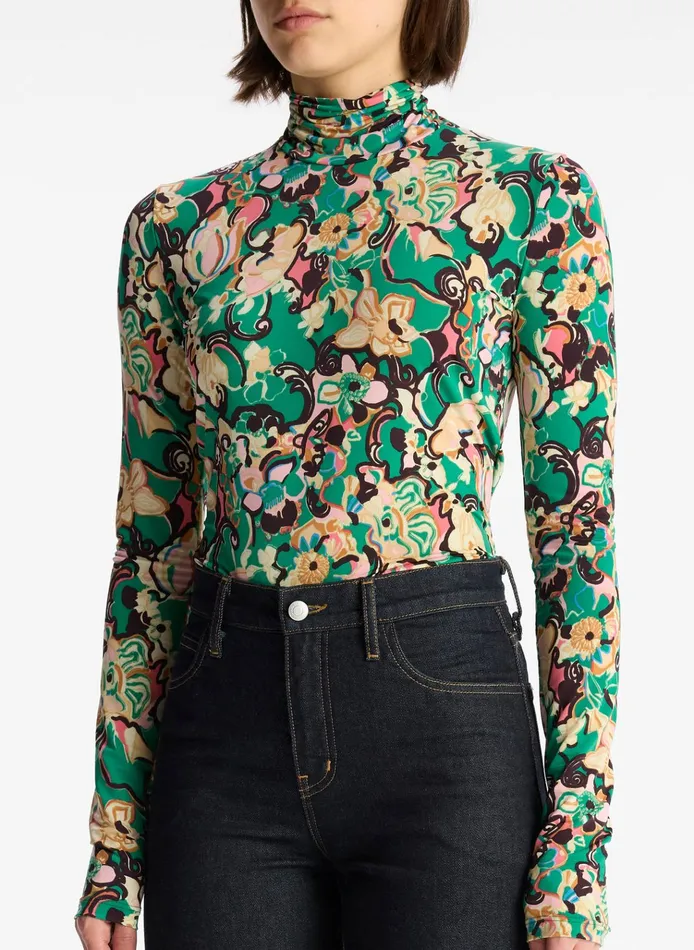 Women Tops ALC James Mock Neck Top Emerald Multi