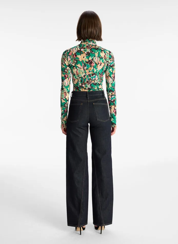 Women Tops ALC James Mock Neck Top Emerald Multi
