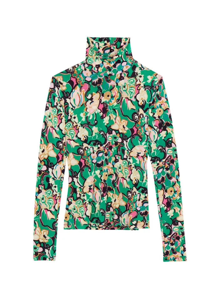 Women Tops ALC James Mock Neck Top Emerald Multi