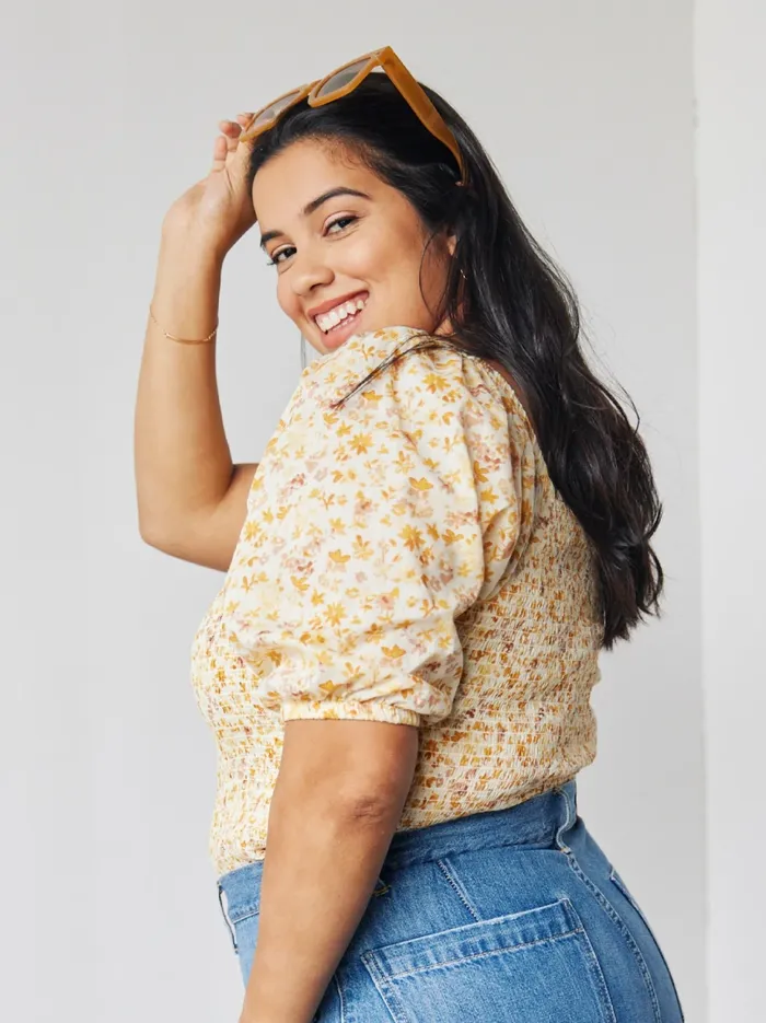 Women Tops Able Erna Smocked Blouse Watercolor Floral