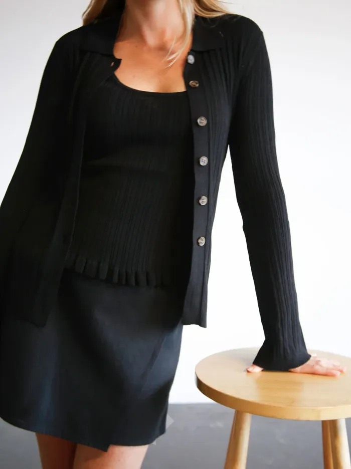 Women Tops Able Serena RibKnit Cardigan Driftwood