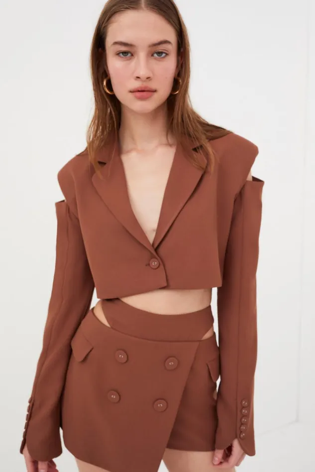 Women Tops For Love and Lemons Alysa Crop Top Brown