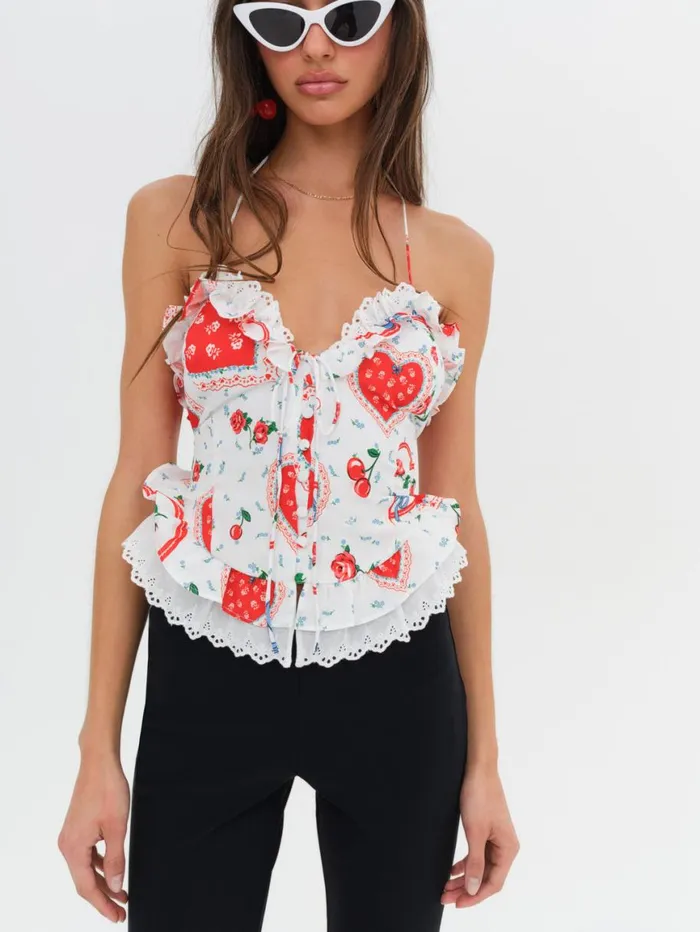 Women Tops For Love and Lemons Daisy Mae Top White