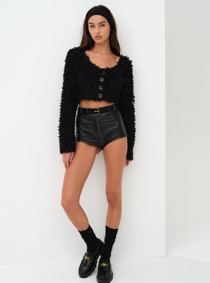Women Tops For Love and Lemons June Cropped Sweater Black