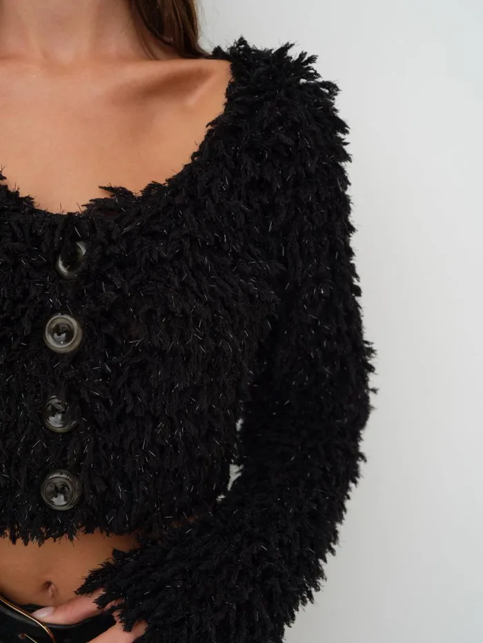 Women Tops For Love and Lemons June Cropped Sweater Black Women Tops For Love and Lemons June Cropped Sweater Black