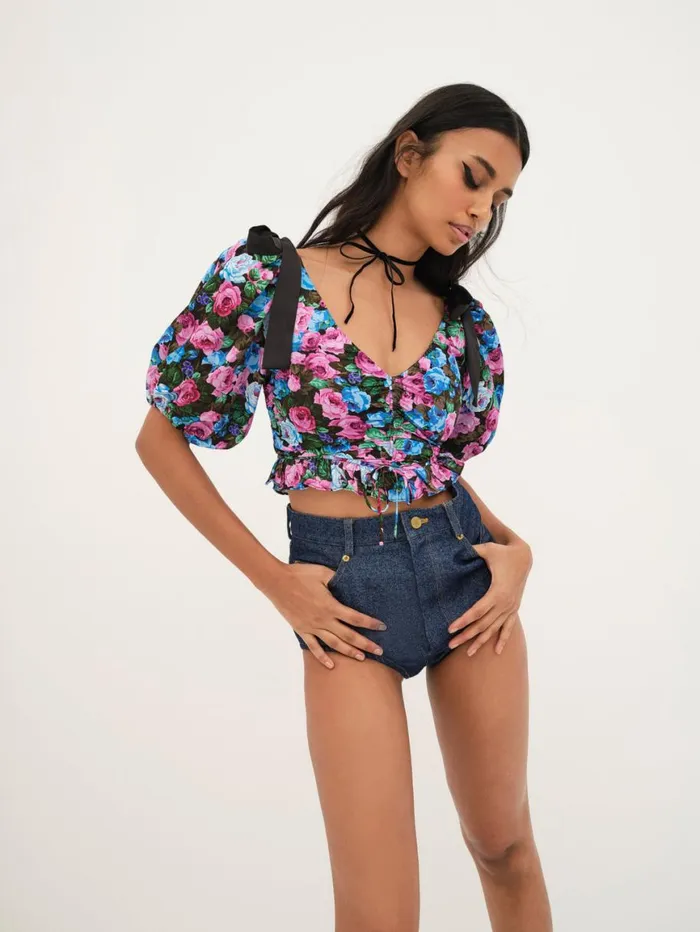 Women Tops For Love and Lemons Maggie Top Blue Women Tops For Love and Lemons Maggie Top Blue