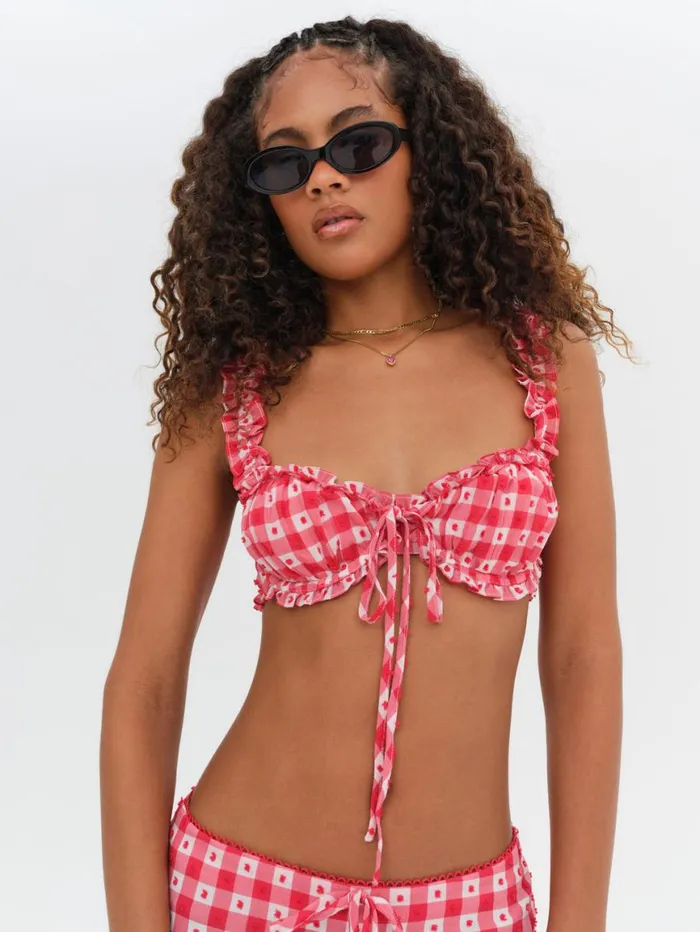 Women Tops For Love and Lemons Margot Bra Top Red