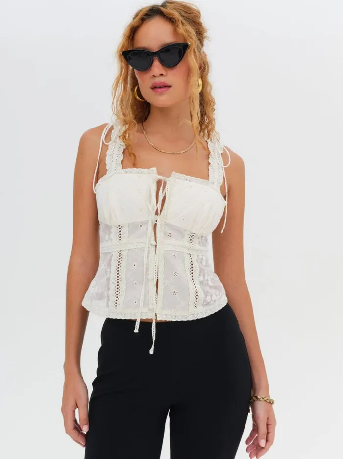Women Tops For Love and Lemons Morgan Top White