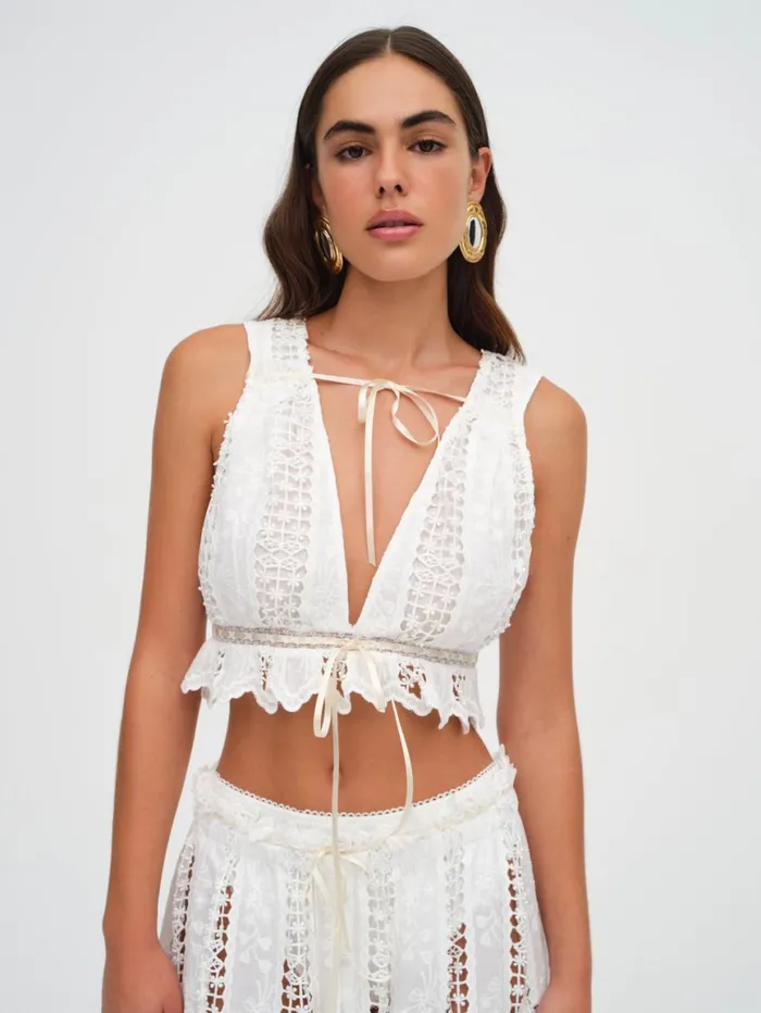 Women Tops For Love and Lemons Tracy Top White