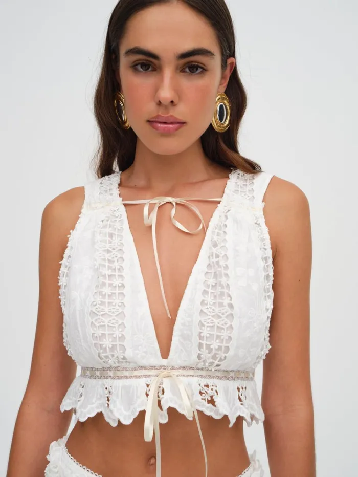 Women Tops For Love and Lemons Tracy Top White Women Tops For Love and Lemons Tracy Top White