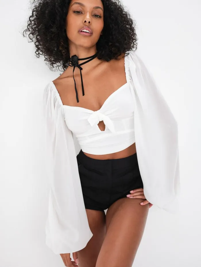 Women Tops For Love and Lemons Trisha Crop Top White Women Tops For Love and Lemons Trisha Crop Top White