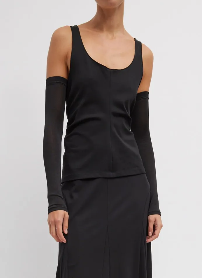 Women Tops Tibi Compact Ultra Stretch Tank Black