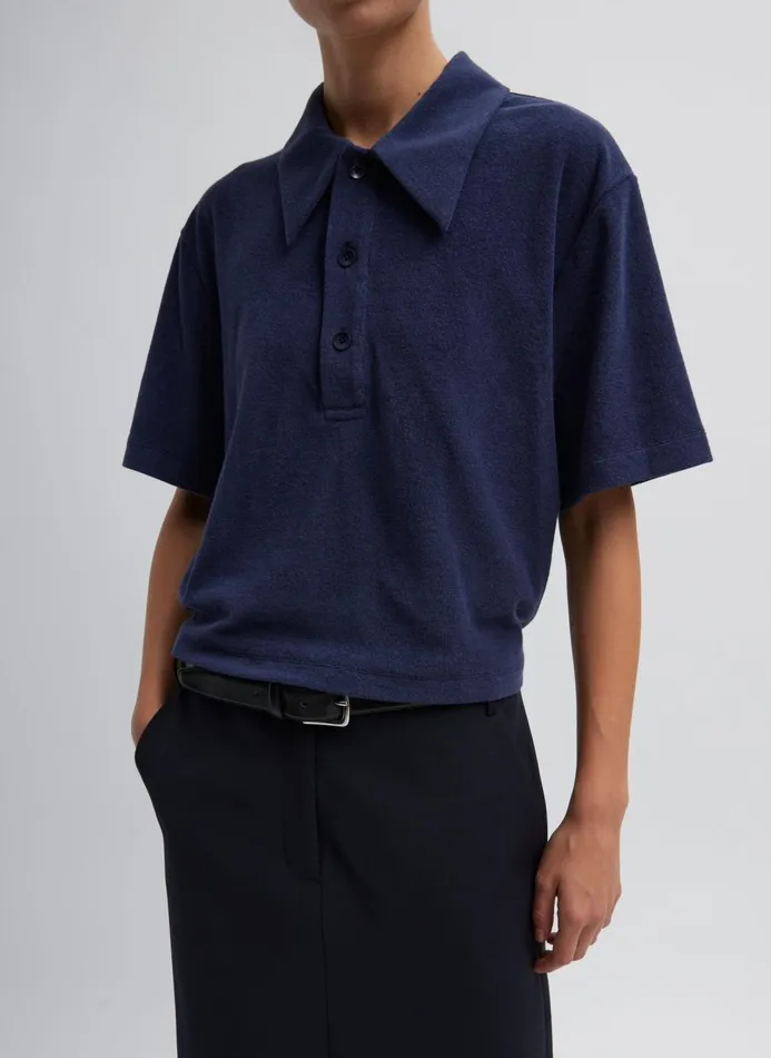 Women Tops Tibi Dry Loop Terry Easy Polo Navy