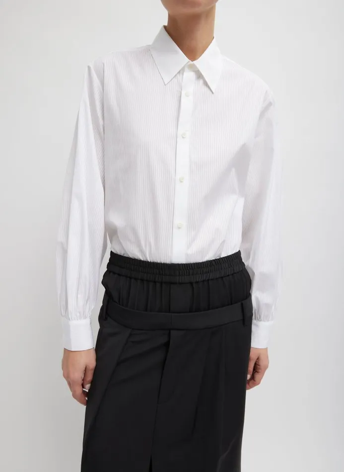 Women Tops Tibi Gossamer Stripe Bishop Sleeve Shirt White