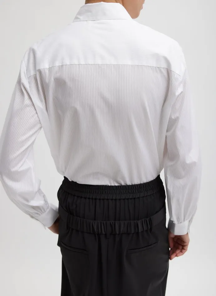 Women Tops Tibi Gossamer Stripe Bishop Sleeve Shirt White