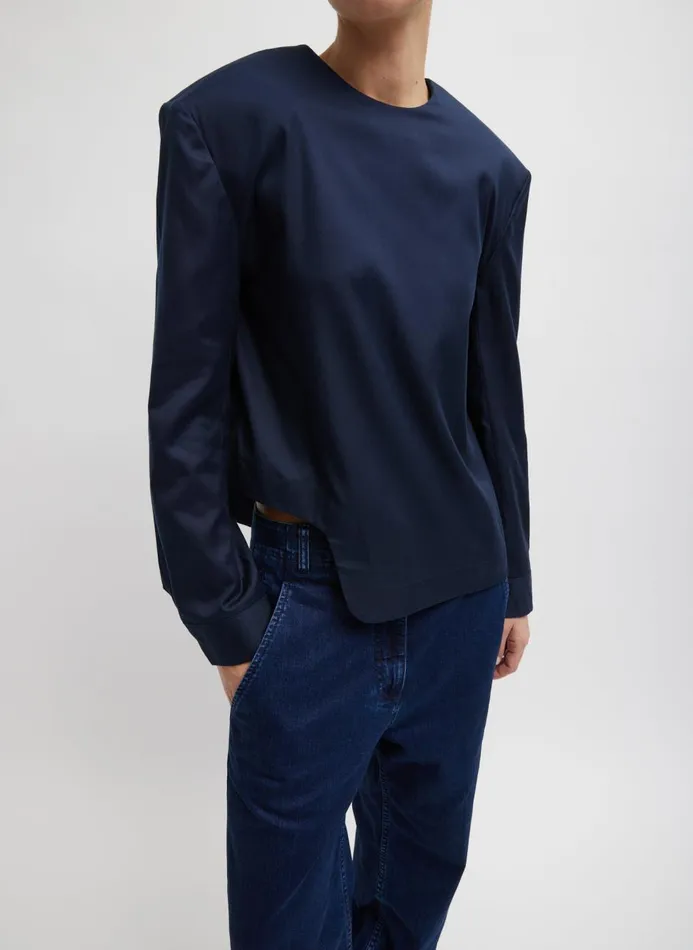 Women Tops Tibi Lyocell Drape Tess Scoop Neck Top Navy