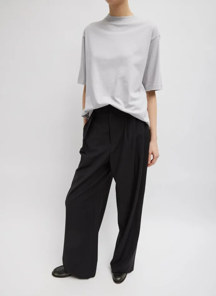 Women Tops Tibi Mock Neck Unisex TShirt Greystone