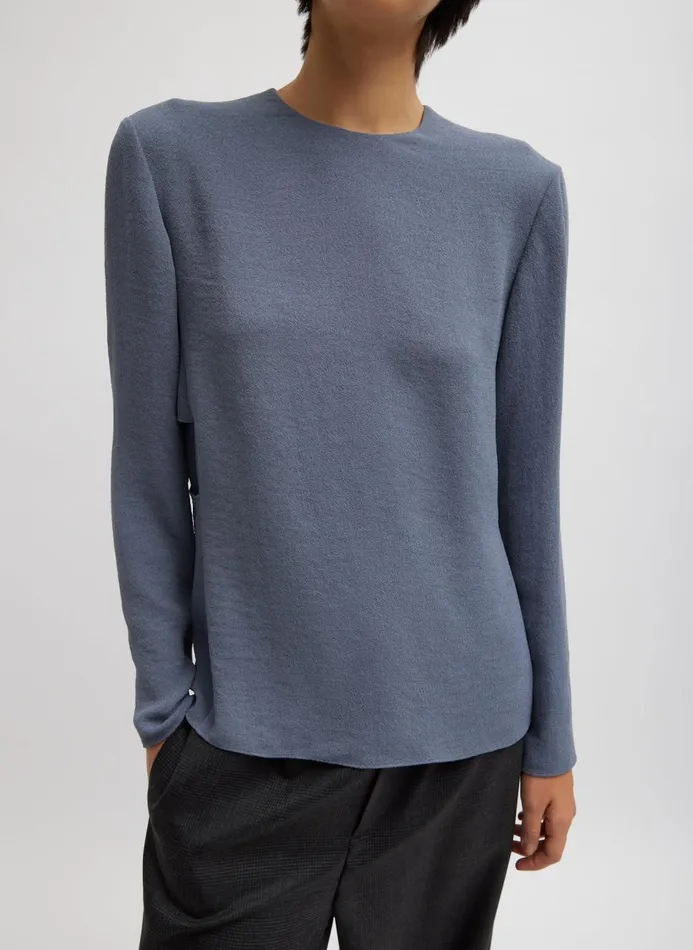 Women Tops Tibi Pebble Sable Paneled Long Sleeve Top Chrome Grey