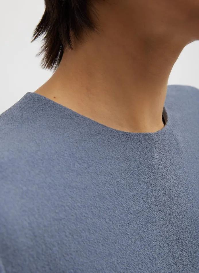 Women Tops Tibi Pebble Sable Paneled Long Sleeve Top Chrome Grey