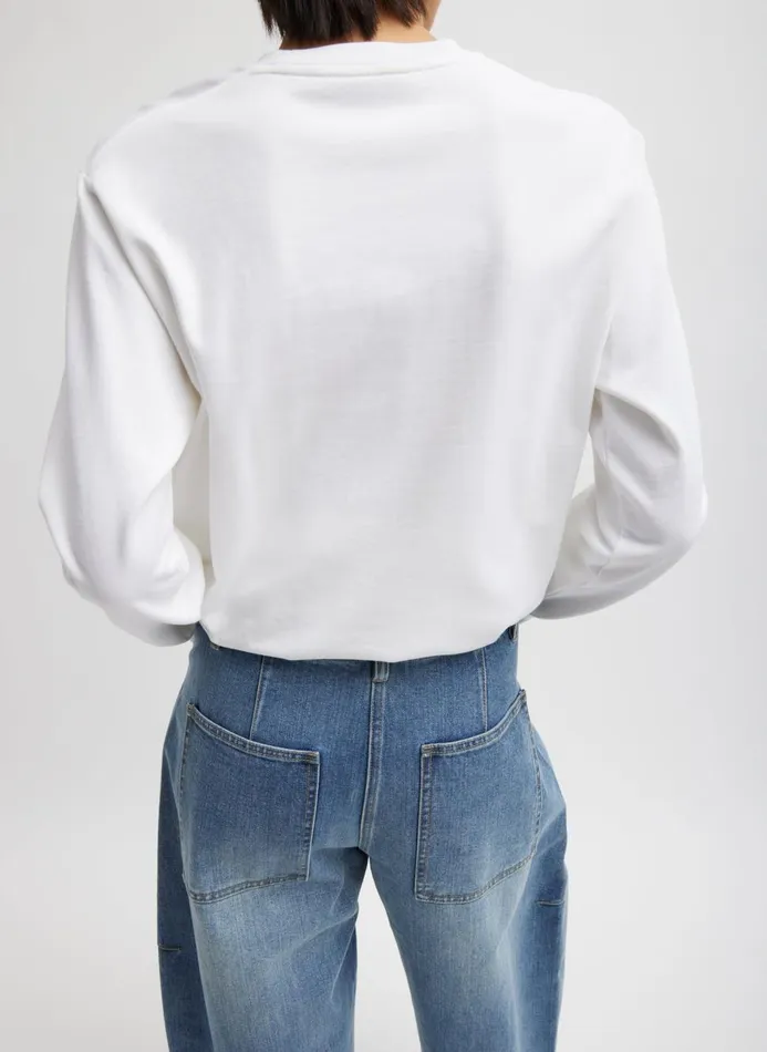 Women Tops Tibi Perfect Unisex Long Sleeve TShirt White