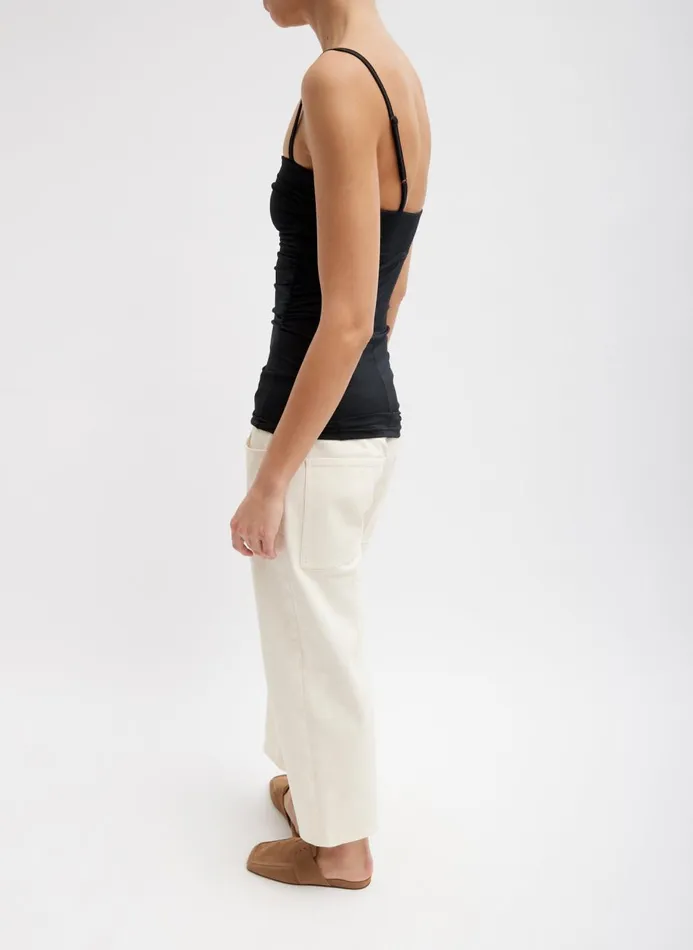 Women Tops Tibi Stretch Light Weight Tech Knit Shirred Cami Black