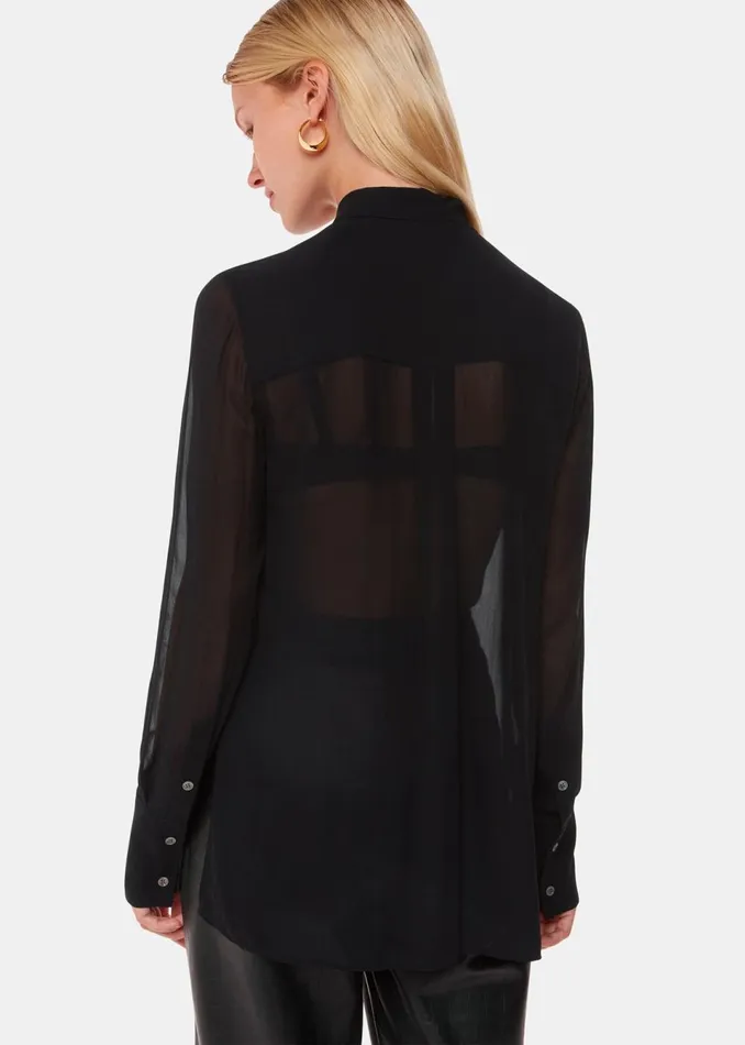 Women Tops Whistles Black Amy Tie Detail Blouse