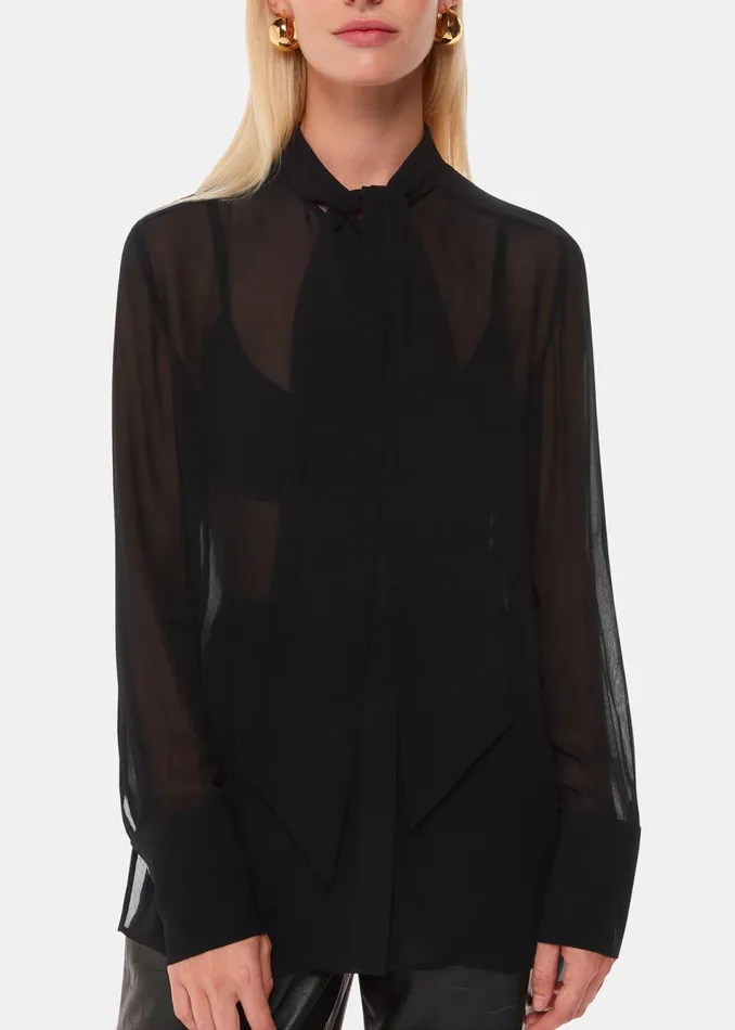 Women Tops Whistles Black Amy Tie Detail Blouse