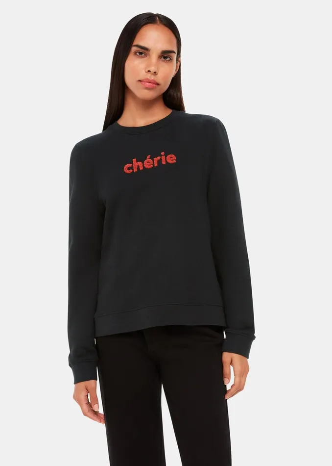 Women Tops Whistles Black Cherie Logo Sweatshirt